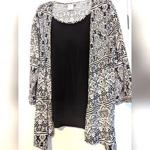 NWOT-Serengeti Black and White Patterned Jacket with Attached Tank Top